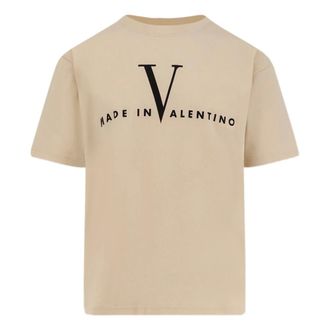 Valentino Garavani T-Shirts, male, Beige, Size: XL Cotton T-Shirt with Made In Valentino Print