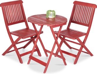 Best Choice Products 3-Piece Acacia Wood Bistro Set, Folding Patio Furniture w/ 2 Chairs, Table - Ruby