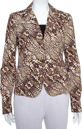 Just Cavalli Brown Printed Cotton Blazer