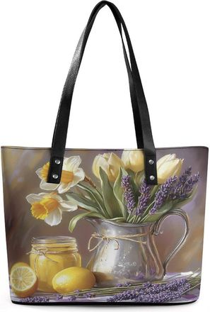 Generic Lemon Flower Tote Bags for Women Cute Shoulder Purses Handbags