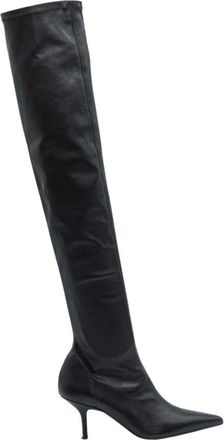 Lella Baldi Overknee Laarzen - Dames - Over de knie laarzen - Zwart - 38 EU - Leer - Schoenen