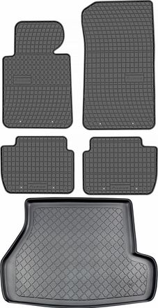 OEM Bmw Serie 3 E46 Familiar De 1998-2005, Juego - Alfombrillas De Goma Para Coche + Alfombrilla Para Maletero