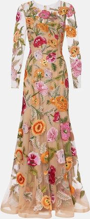Carolina Herrera Embroidered floral tulle gown