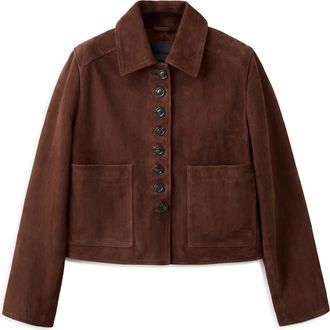 Mango Suede Button Front Crop Jacket in Burnt Orange at Nordstrom, Size X-Small