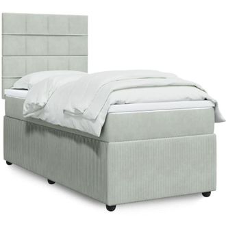 vidaXL Cama Box Spring Con Colch&oacute;n Terciopelo Gris Claro 80x200 Cm Vidaxl