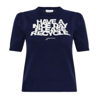 Ganni Dames, Truien, Blauw, Maat: S Katoen
