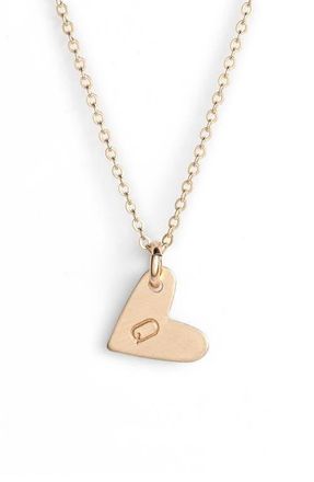 Nashelle 14k-Gold Fill Initial Mini Heart Pendant Necklace in Gold/Q at Nordstrom