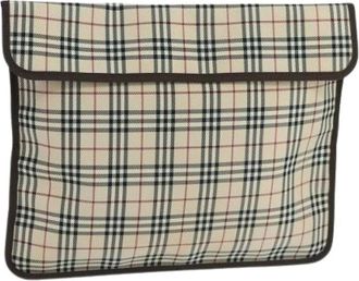 Burberry Pre-owned Clutches, female, Beige, Size: ONE SIZE Pre-owned Canvas Clutch
