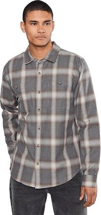 Liverpool L.A. Long Sleeve Double Pocket Button Up Shirt Mens Short Sleeve Knit Grey/Beige : 2XL, Cotton