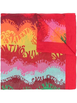 Valentino Garavani swirl logo-print scarf - Red