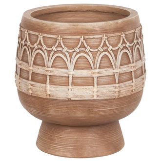 Beliani Maceta Boho De Magnesio Para Interior Y Exterior Florero Marr&oacute;n Claro Cicuta