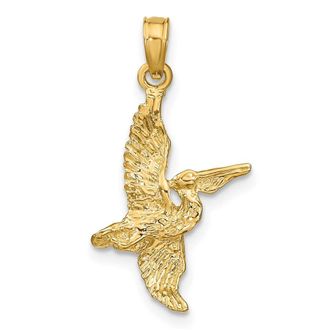 Diamond2Deal 14k Gold 3-D Pelican Flying Charm Pendant