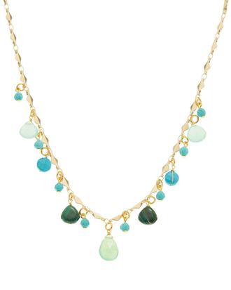 Rachel Reinhardt Jewelry 14K Plated Amazonite, Malachite & Turquoise Dangle Necklace