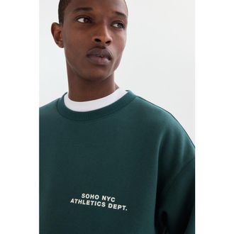 H&M Loose Fit Sweatshirt in Dark Green/soho Nyc at Nordstrom, Size Xx-Large