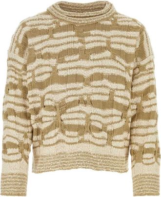 Bottega Veneta Beige Embroidered Cotton Blend Sweater