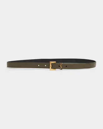 Saint Laurent YSL Monogram Leather Belt
