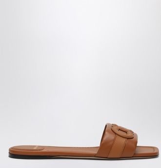 Ferragamo Gancini slide in cognac leather