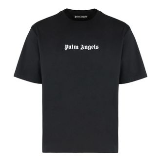 Palm Angels T-Shirts, male, Black, L, Crewneck T-shirt in cotton