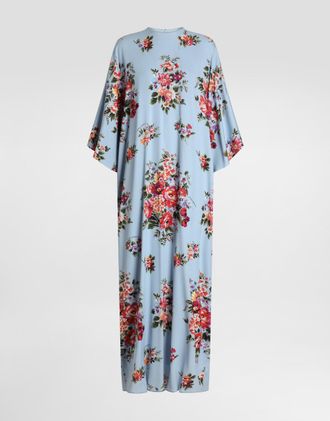 Dolce & Gabbana Flower Bouquet-print Long Charmeuse Dress - Woman Dresses Multicolor 40