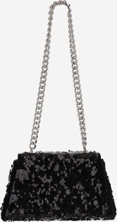 Self Portrait Womens Mini Sequin Bag With Bow Black Polyester Elastane Shoulder
