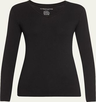 Majestic Filatures Soft Touch Long-Sleeve V-Neck Tee