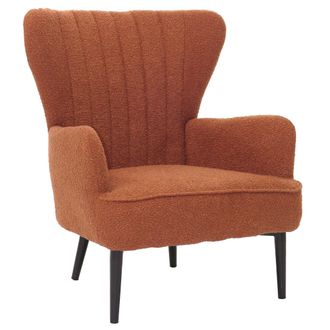 Hhg Sill&oacute;n Hhg 067, C&oacute;ctel/sill&oacute;n Orejero Sill&oacute;n Tapizado Retro Vintage Tejido Boucl&eacute; (600g/m&sup2;) Oeko-tex, Terracota