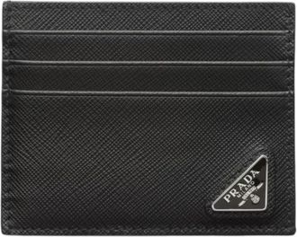 Prada Kaarthouder - Heren - Portefeuilles - Zwart - ONE Size - Leer - Accessoires