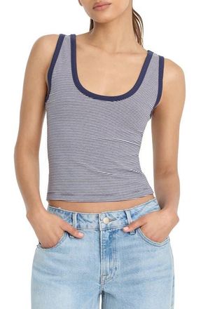 Good American Stretch Cotton Crop Ringer Tank in Horizon Stripe at Nordstrom, Size X-Small