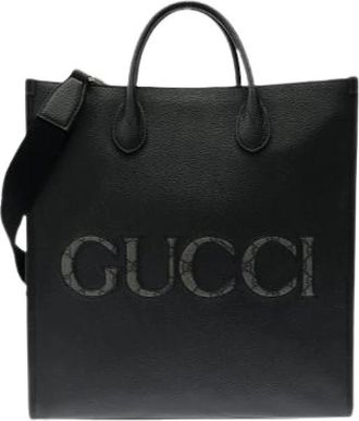 Gucci Pre-owned GG Supreme Leren Tote Bag - Dames - Vintage Shopper - Zwart - ONE Size - Leer - Vintage