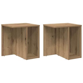 vidaXL Mesa Auxiliar 2 Pcs Roble Artesanal 37 X 32 X 40 Cm Vidaxl