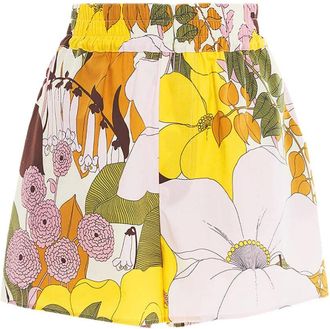 La DoubleJ Big Flower Pull-Up Shorts - Dames - Bermuda - Veelkleurig - XL - Katoen - Korte Broeken