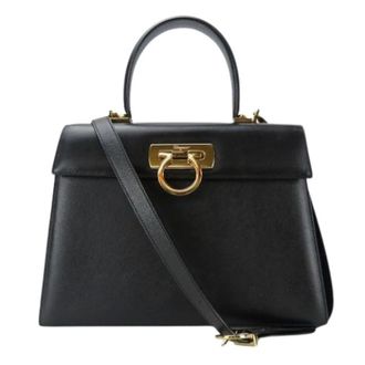 Ferragamo Pre-owned Handbags, female, Black, Size: ONE SIZE Pre-owned Gancini ba-21 Handbag