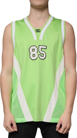 Dolce & Gabbana Green Polyester Jersey Sleeveless Mens T-shirt