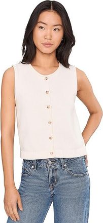 525 america Marianna Rolled Edge Button Front Vest Womens Vest Chalk : MD, Cotton