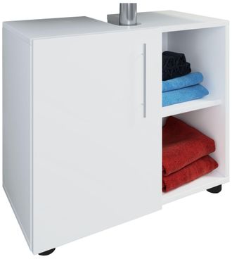 VCM Armario De Lavabo De Madera Armario De Ba&ntilde;o Dimensiones: Al. 51 X An. 60 X T. 30 Cm 1 Puerta Rotativa 2 Compartimentos De Estante Abiertos Muebles De 