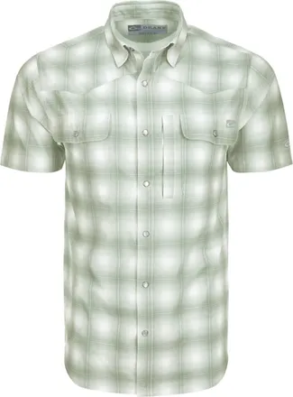 Drake's Mens Short Sleeve Cinco Ranch Western Plaid Shirt In Desert Sage