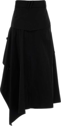Burberry Womens Black Gabardine Skirt Gonne