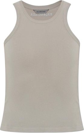 Balenciaga Tanktop - Dames - Tops zonder mouwen - Grijs - S - Leer - Tops