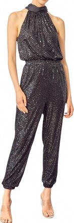 Mustard Seed High Neck Sequin Jumpsuit In Black