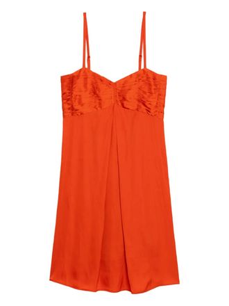 Zadig&Voltaire Rippies ruched-detail mini dress - women - Polyester - L - Orange