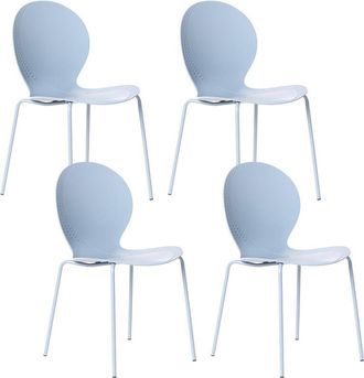 Beliani Conjunto De 4 Sillas De Jard&iacute;n De Pl&aacute;stico Material Sint&eacute;tico Para Interior Y Exterior Comedor Moderno Azul Claro Milos