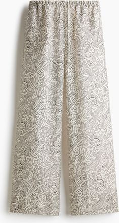 H&M Weite Hose mit Kordelzug - Hellbeige/Paisleymuster