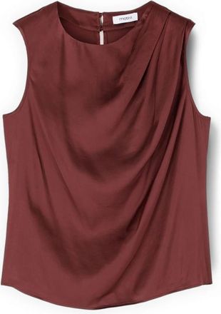 Motivi Satijnen top met asymmetrische draperie - Dames - Tops zonder mouwen - Bruin - XL - Satijn - Tops