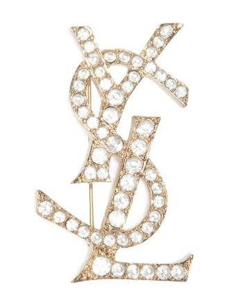 Saint Laurent 1980-2000 logo-plaque brooch - Gold