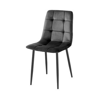 Oresteluchetta Juego De 4 Sillas De Comedor Y Cocina De Terciopelo Con Efecto Acolchado Corf&ugrave; Stock - Negro