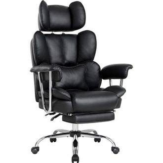 IntimaTe WM Heart IWMH office chair with high backrest and lumbar cushion, ergonomic executive chair with extendable footrest, height-adjustable swivel chair - fabric