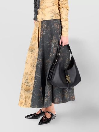 Ganni floral flared ankle length high waist skirt