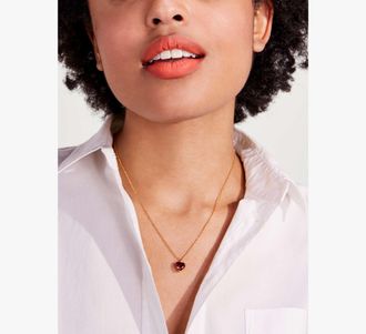 Kate Spade New York Womens My Love October Heart Pendant Necklace in Pink | Cubic Zirconia