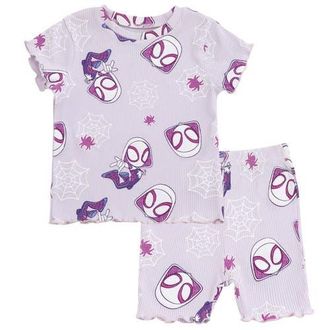 MARVEL Ghost-Spider Spidey and His Amazing Friends Ribbed T-Shirt & Shorts Set in Pale Purple, Ghost Spider at Nordstrom, Size 12M