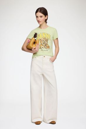 Ganni White Lari Straight Jeans in Denim - Size 24W/33L Organic Cotton